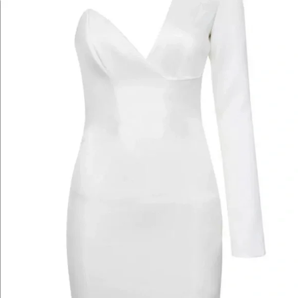 House CB 'Tiffany' White One Shouldered Mini Dress - Picture 15 of 16